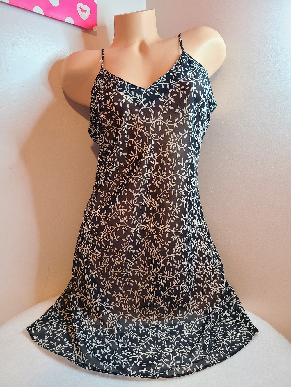 Y2K New York & Company Floral Chiffon Babydoll Slip Dress Size Lg